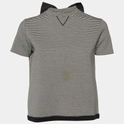 Pre Owned RED Valentino Monochrome Striped Bow Detail T-Shirt M
