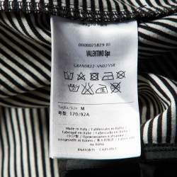Pre Owned RED Valentino Monochrome Striped Bow Detail T-Shirt M