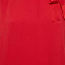 Pre Owned RED Valentino Red Crepe Ruffled Tie-Up Neck Detail Mini Dress M