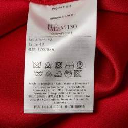 Pre Owned RED Valentino Red Crepe Ruffled Tie-Up Neck Detail Mini Dress M