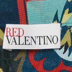 Pre Owned RED Valentino Multicolor Printed Crepe Tie-Up Neck Detail Blouse M