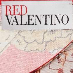 Pre Owned RED Valentino Red Floral Print Cotton Blend Long Dress S