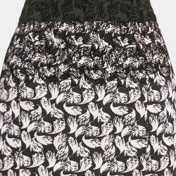 Pre Owned RED Valentino Black/Pink Printed Synthetic Midi Skirt M