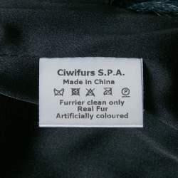 Pre Owned RED Valentino Navy Blue Real Fur Ruffle Detail Belted Vest M