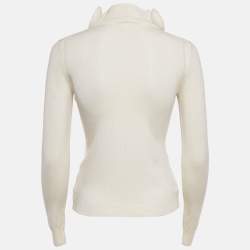 Pre Owned RED Valentino Off-White Knit Floral Detail Full Sleeve Sweater M