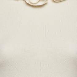 Pre Owned RED Valentino Off-White Knit Floral Detail Full Sleeve Sweater M