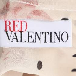 RED Valentino Multicolor Chiffon and Cotton Long Sleeve Midi Dress M