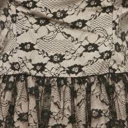 Pre Owned RED Valentino Black/Beige Tulle Sleeveless Short Dress M