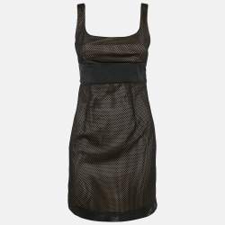 RED Valentino Black Mesh Sleeveless Mini Dress S