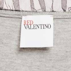 RED Valentino Grey Jersey/Tulle Ruffled Short Dress S