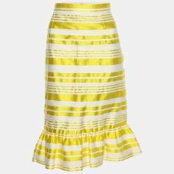 RED Valentino Mimosa Viscose Blend Striped Midi Skirt M
