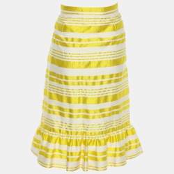 RED Valentino Mimosa Viscose Blend Striped Midi Skirt M