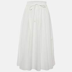 RED Valentino White Cotton Blend Flared Midi Skirt XS