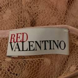 RED Valentino Pink Tulle Tie-Up Detail Blouse XL