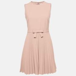 RED Valentino Pink Crepe Plisse Sleeveless Mini Dress S