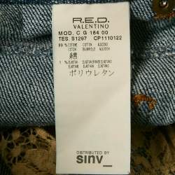 RED Valentino Blue Denim Lace Ruffled Mini Skirt M Waist 31"