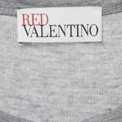 RED Valentino Yellow/Grey Printed Modal Bow Detail Top S