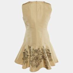 RED Valentino Cream Jewel Printed Polyester Sleeveless Mini Dress M