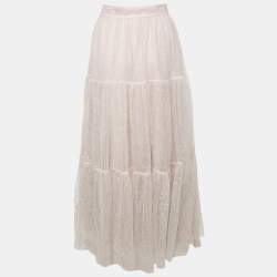 RED Valentino Pink Tulle Tiered Maxi Skirt S