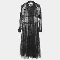 RED Valentino Black Tulle Double Breasted Sheer Coat M