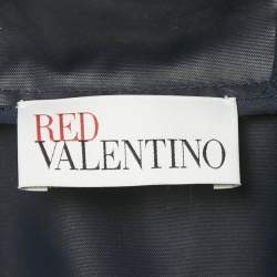 Pre Owned RED Valentino Navy Blue Broderie Anglaise Nylon Hooded Parka S