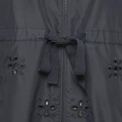 Pre Owned RED Valentino Navy Blue Broderie Anglaise Nylon Hooded Parka S