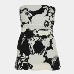 Red Valentino Black/White Floral Print Crepe Belted Blouse M