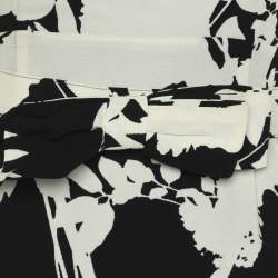 Red Valentino Black/White Floral Print Crepe Belted Blouse M