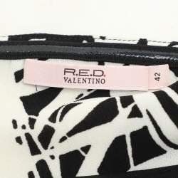 Red Valentino Black/White Floral Print Crepe Belted Blouse M