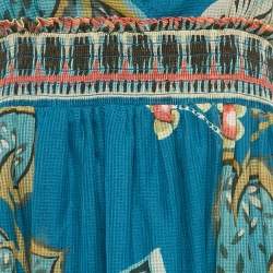 Pre Owned RED Valentino Blue Printed Cotton Blend Midi Dress M