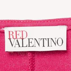 Pre Owned RED Valentino Pink Jersey Bow Detail Flounce Dress L