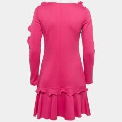 Pre Owned RED Valentino Pink Jersey Bow Detail Flounce Dress L
