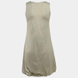 Pre Owned RED Valentino Metallic Grey Crochet Frills Jersey Mini Dress S