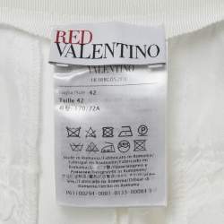 RED Valentino White Crepe Wide Leg High Rise Trousers M