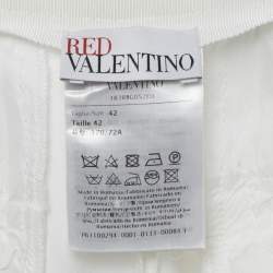 RED Valentino White Crepe Wide Leg High Rise Trousers M