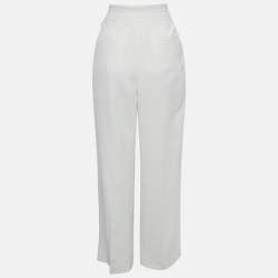 RED Valentino White Crepe Wide Leg High Rise Trousers M