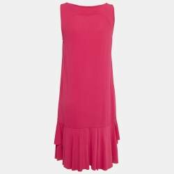 RED Valentino Pink Jersey Ruffle Hem Sleeveless Mini Dress L