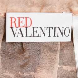 Pre Owned RED Valentino Beige/Black Patterned Tulle Mini Skirt S