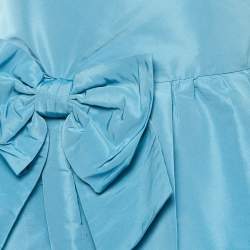 Pre Owned RED Valentino Blue Synthetic Bow Detail Flounce Mini Dress M