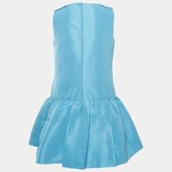 Pre Owned RED Valentino Blue Synthetic Bow Detail Flounce Mini Dress M