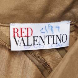 Pre Owned RED Valentino Khaki Brown Cotton Flared Midi Dress S
