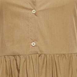 Pre Owned RED Valentino Khaki Brown Cotton Flared Midi Dress S