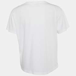 Pre Owned RED Valentino White Red Ladies Cotton Distressed T-Shirt S