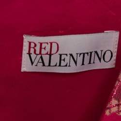 Pre Owned RED Valentino Pink Floral Metallic Jacquard Mini Dress M