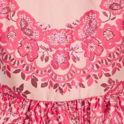 Pre Owned RED Valentino Pink Floral Metallic Jacquard Mini Dress M