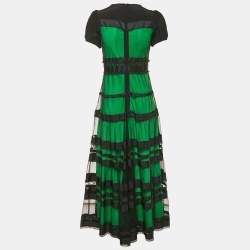 Pre Owned RED Valentino Black Tulle and Silk Tiered Maxi Dress M