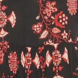 Pre Owned RED Valentino Black /Red Printed Silk Short Dress M