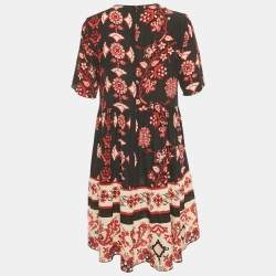Pre Owned RED Valentino Black /Red Printed Silk Short Dress M