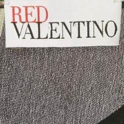Pre Owned RED Valentino Black Floral Print Silk Frill Detail Midi Dress M