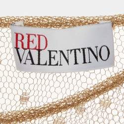 Pre Owned RED Valentino Brown Point d'esprit Tulle Tiered Mini Dress M